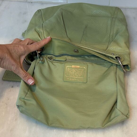 Coach Bag Purse Handbag Leather Parker Perforated Signature OpArt Hobo Crossbody - Picture 14 of 16